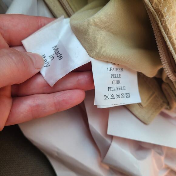 Vntg Tosca Blu Designer Purse Bag Italy Leather Floral Snake Skin Tulip Beaded - Picture 12 of 14